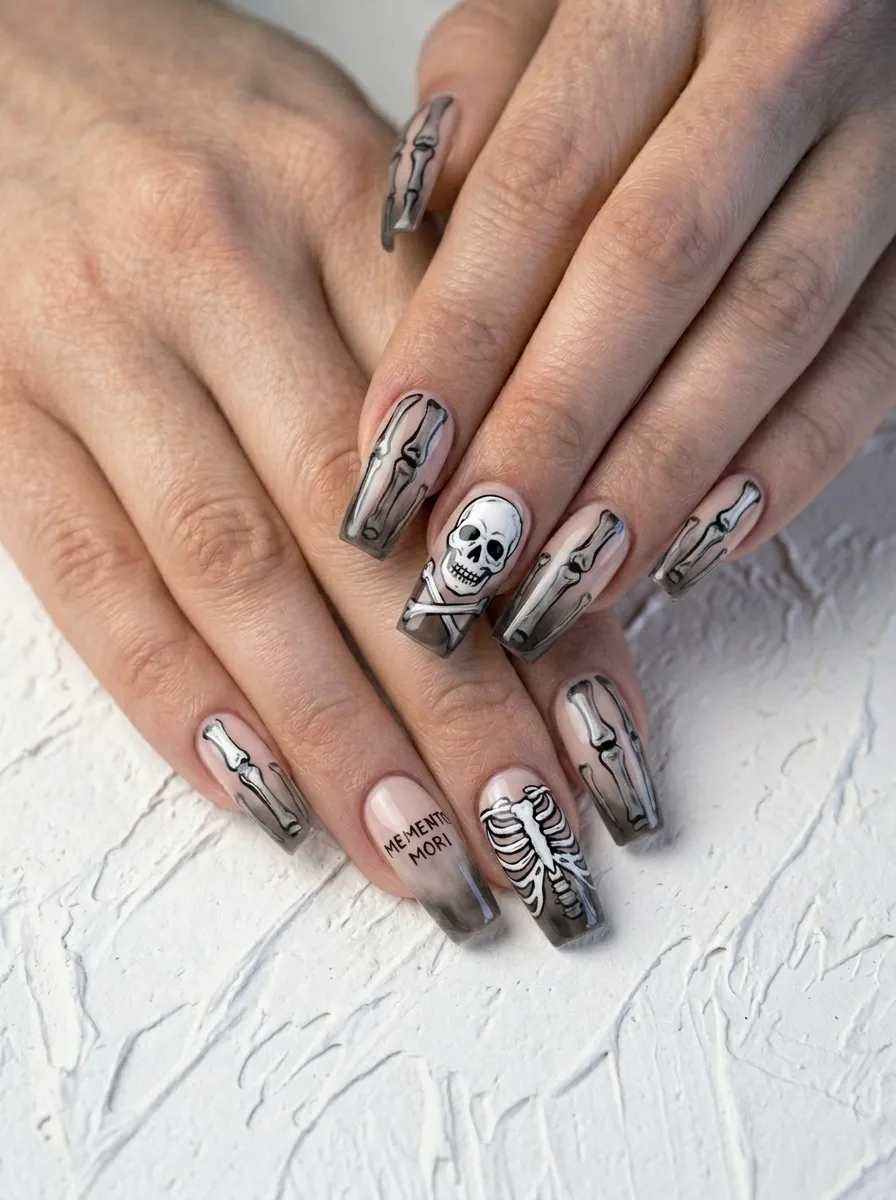 Negative Space Skeleton Nails