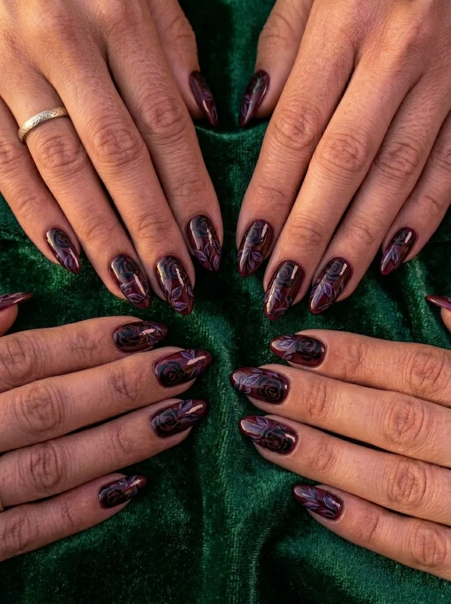 Gothic Floral Nail Art