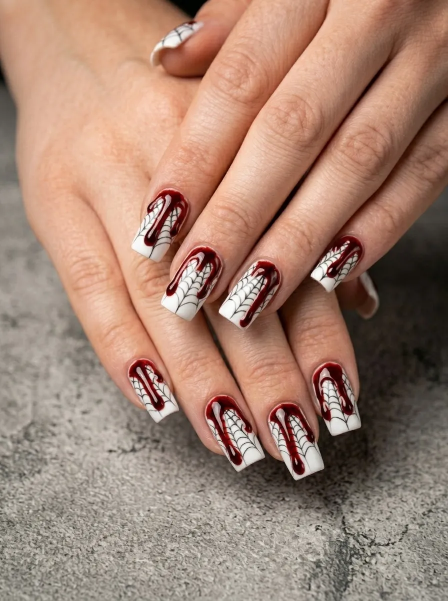 Bloody Spider Web Nails