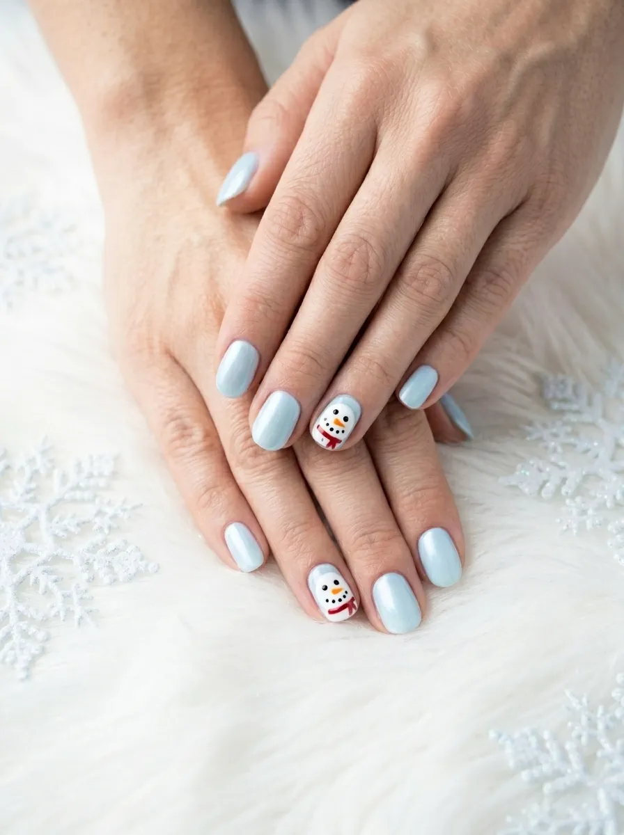 Snowman Accent Nails