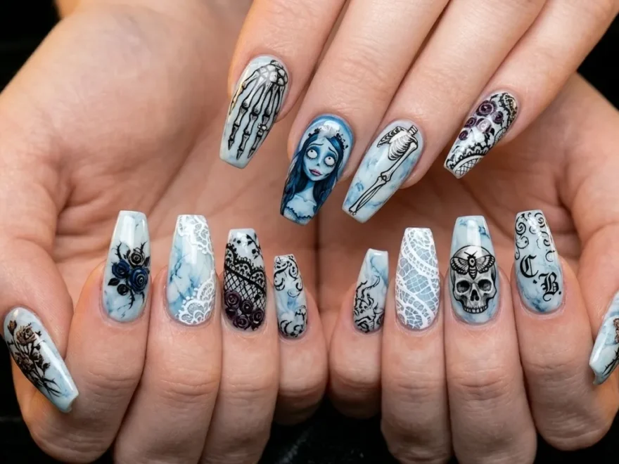Corpse Bride Nail Ideas