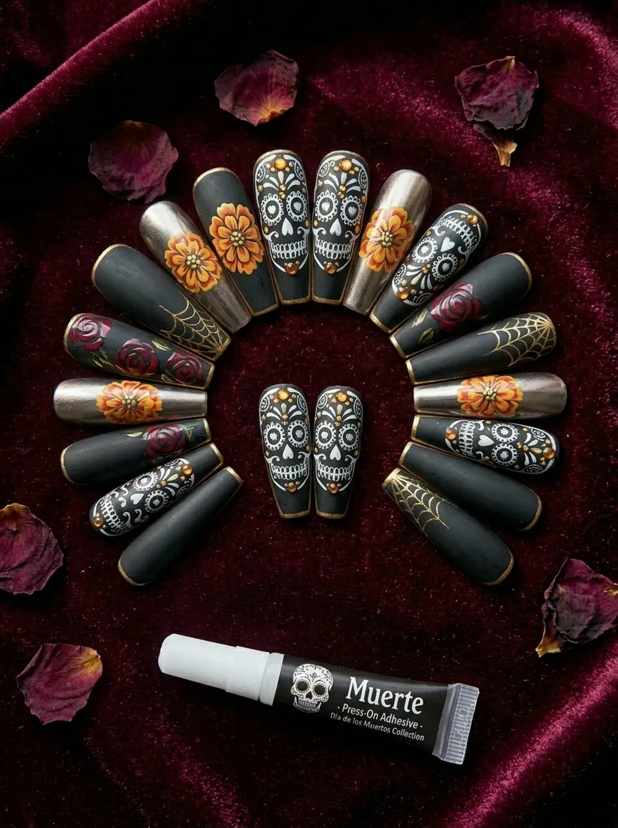 Press-On Day of the Dead Nail Kit