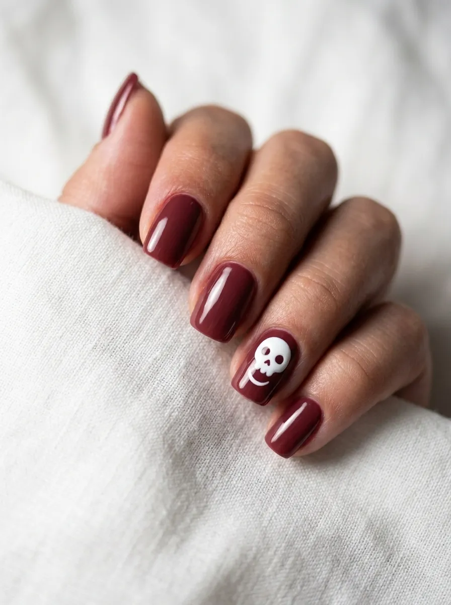 Minimalist Single Skull Accent Nail