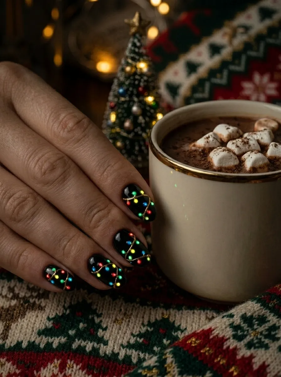 Christmas Lights Nails