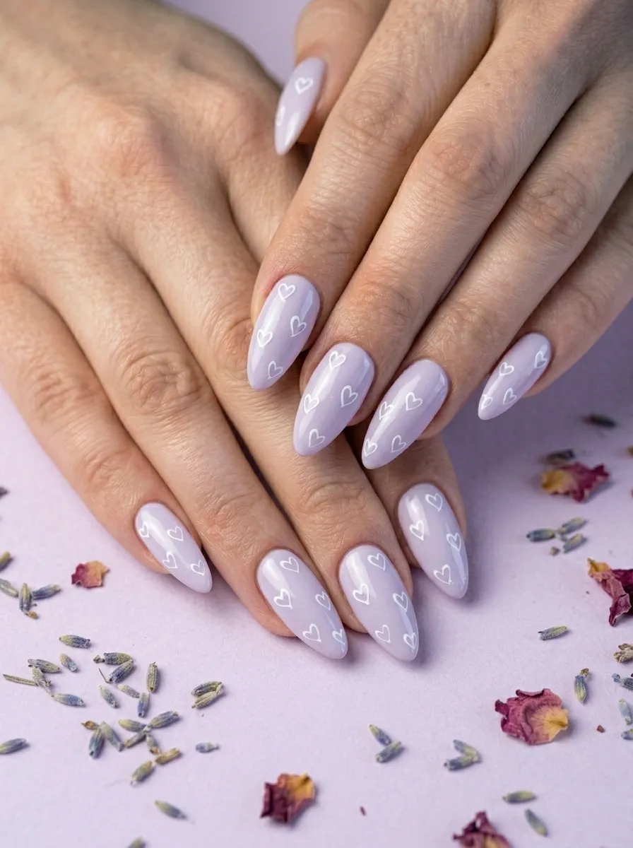 Ghostly Lilac With Floating Hearts