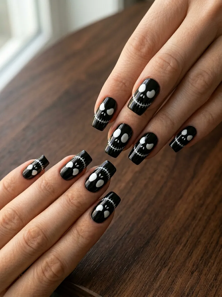 Classic Black and White Skull Face