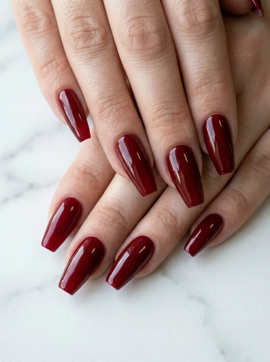 Classic Blood Red Coffin Nails