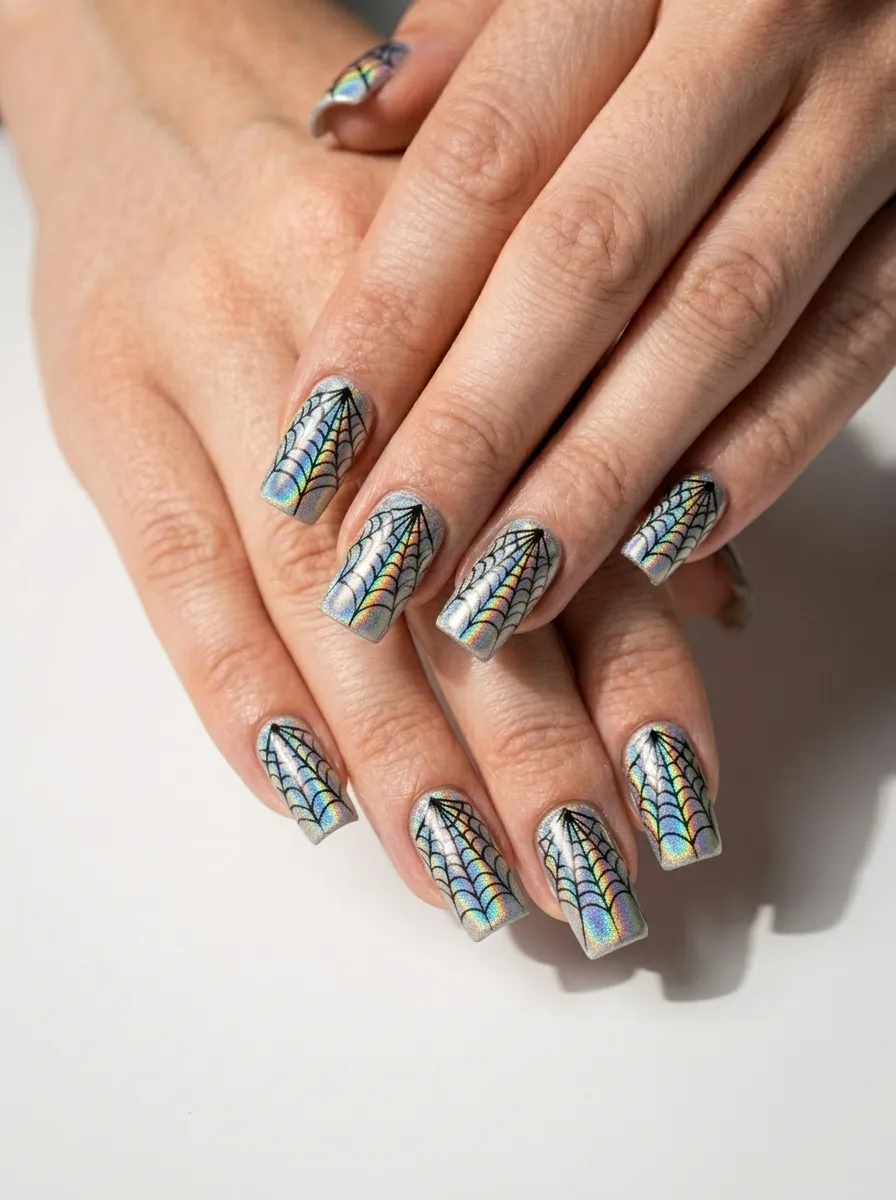 Holographic Spider Nails