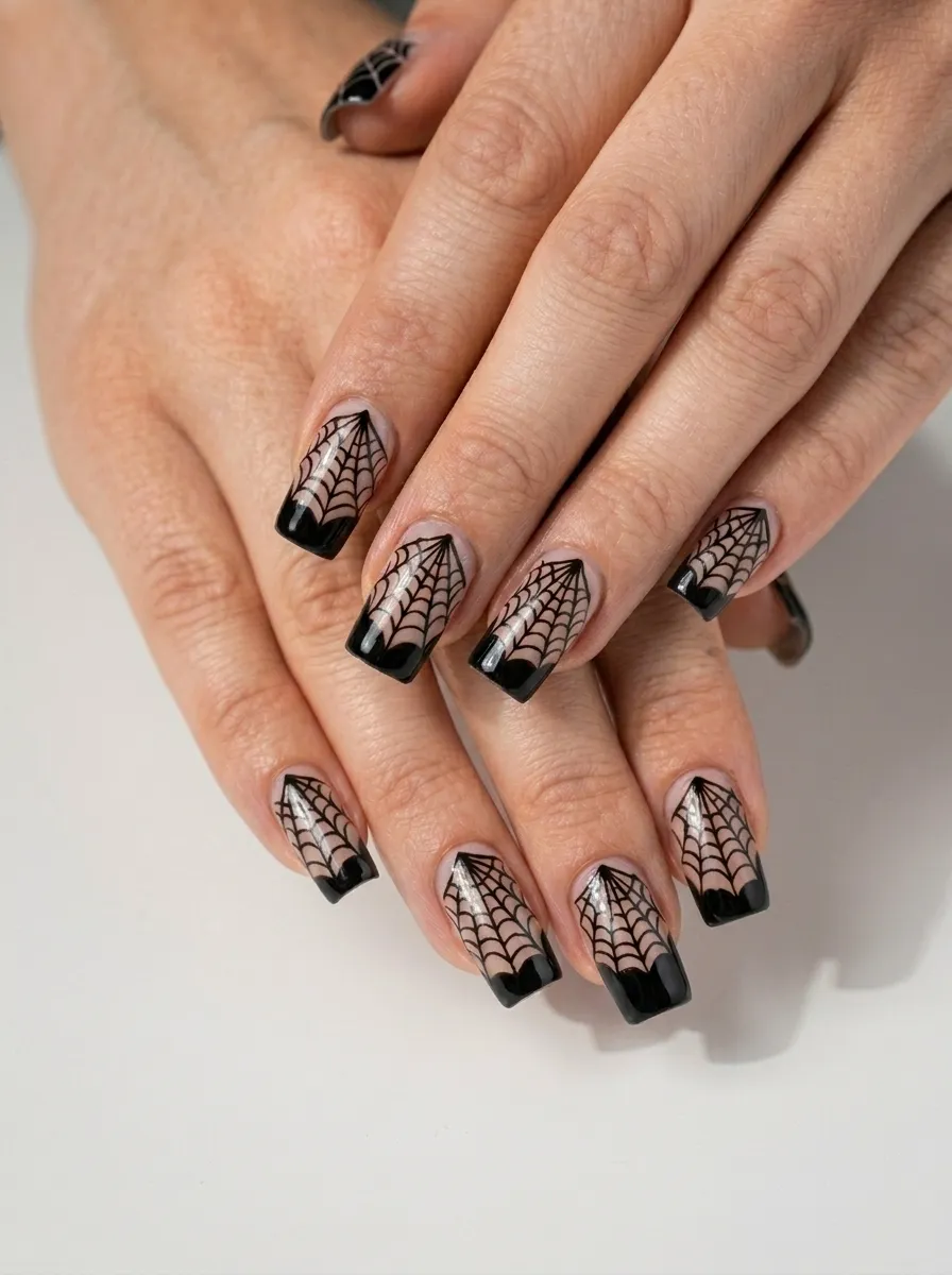 Negative Space Spider Web Nails