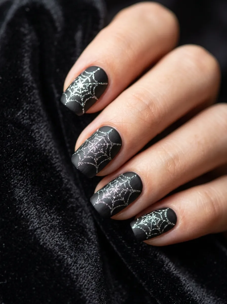 Glitter Web with a Matte Black Base