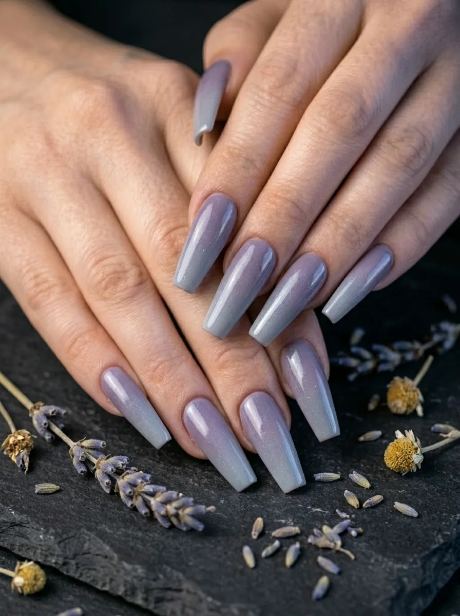Coffin Nails in Dusty Lavender and Gray