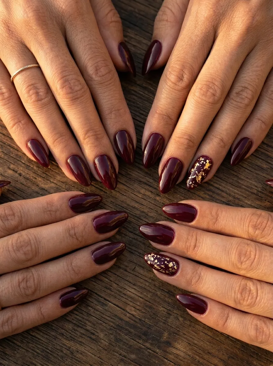 Dark Burgundy with Gold Foil Accents