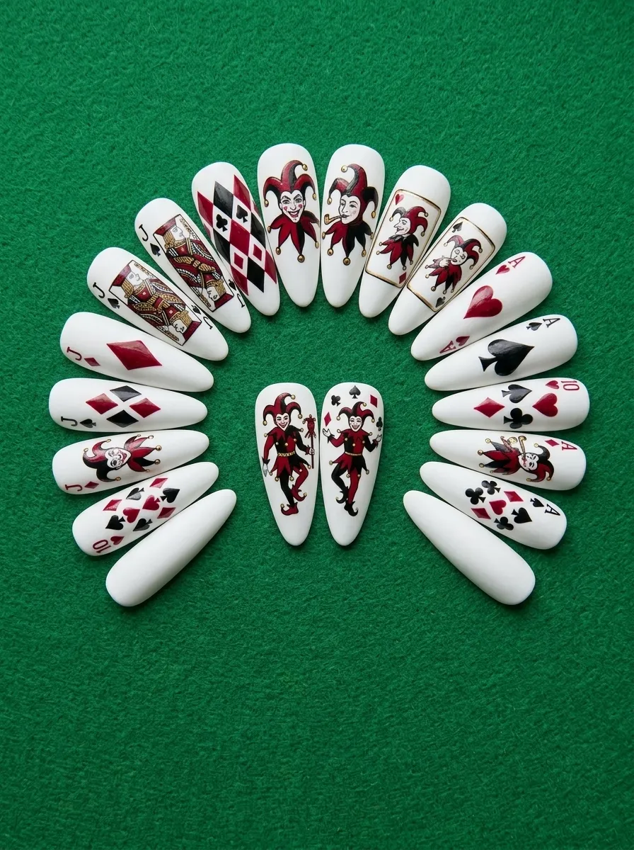 Playing Card Joker Nail Art