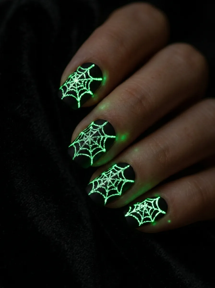 Glow in the Dark Spider Nails