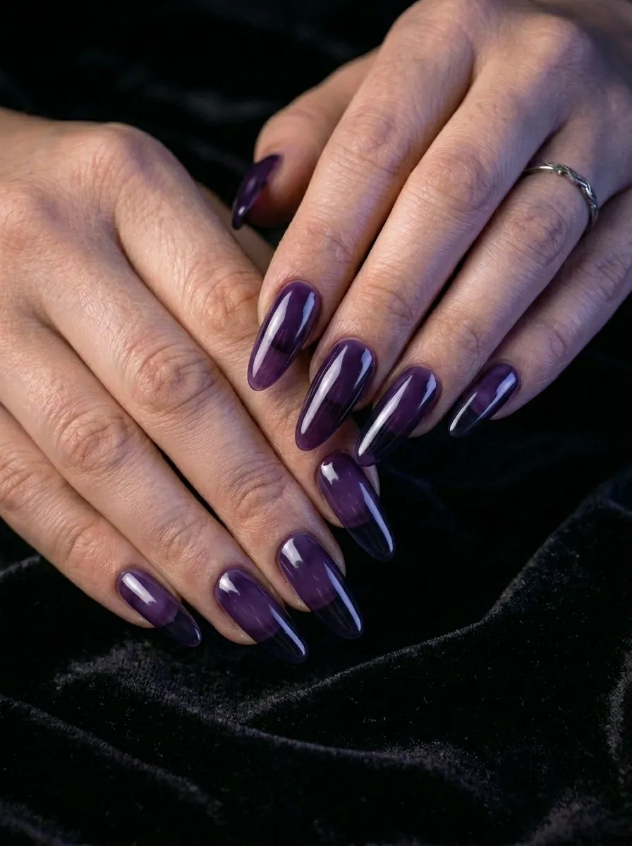 Deep Purple Jelly Nails