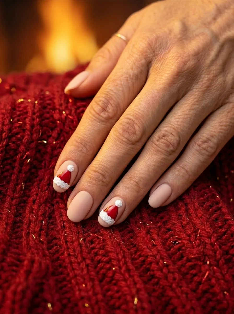 Santa Hat Nails