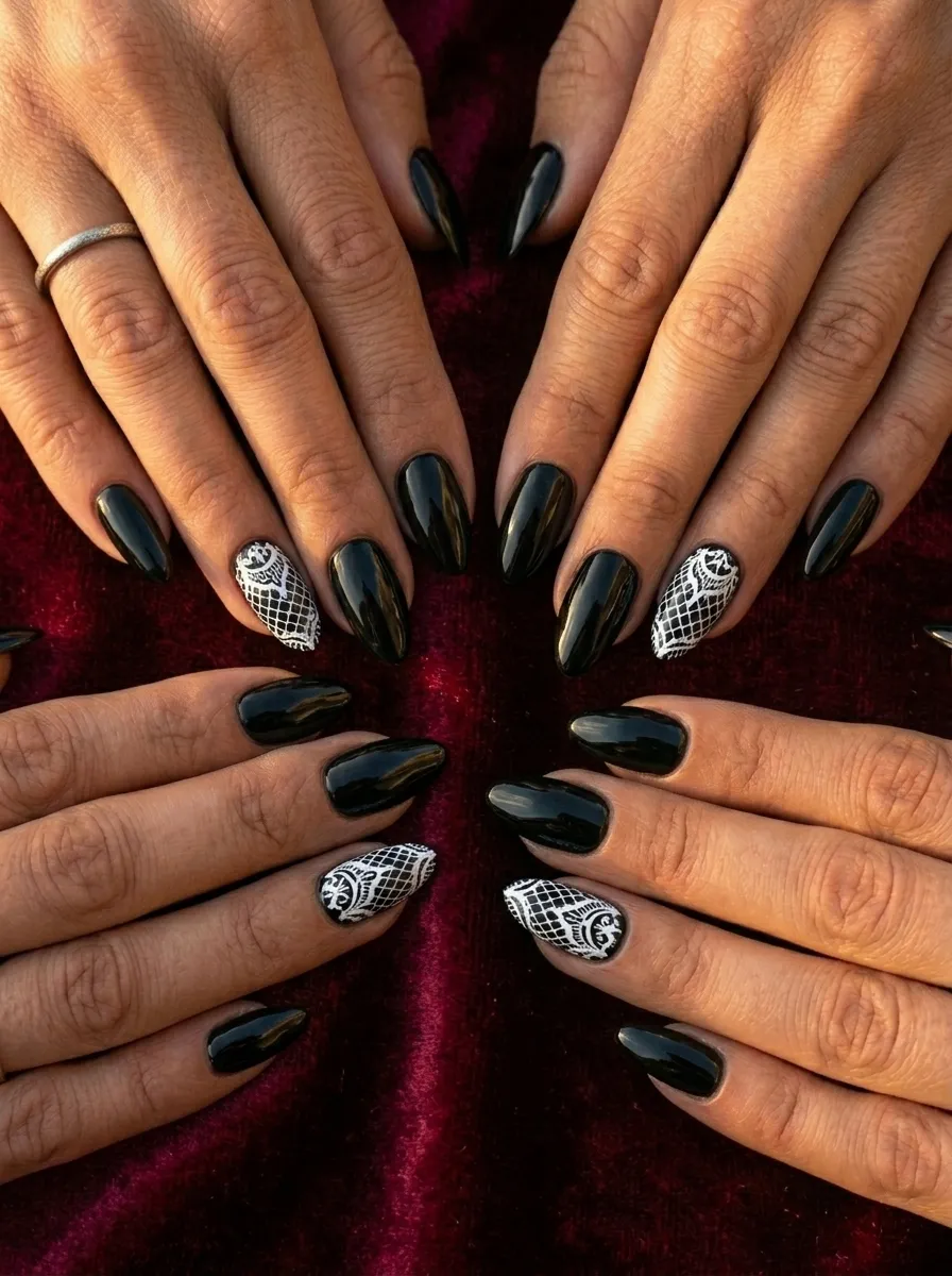 Black Lace Nail Art
