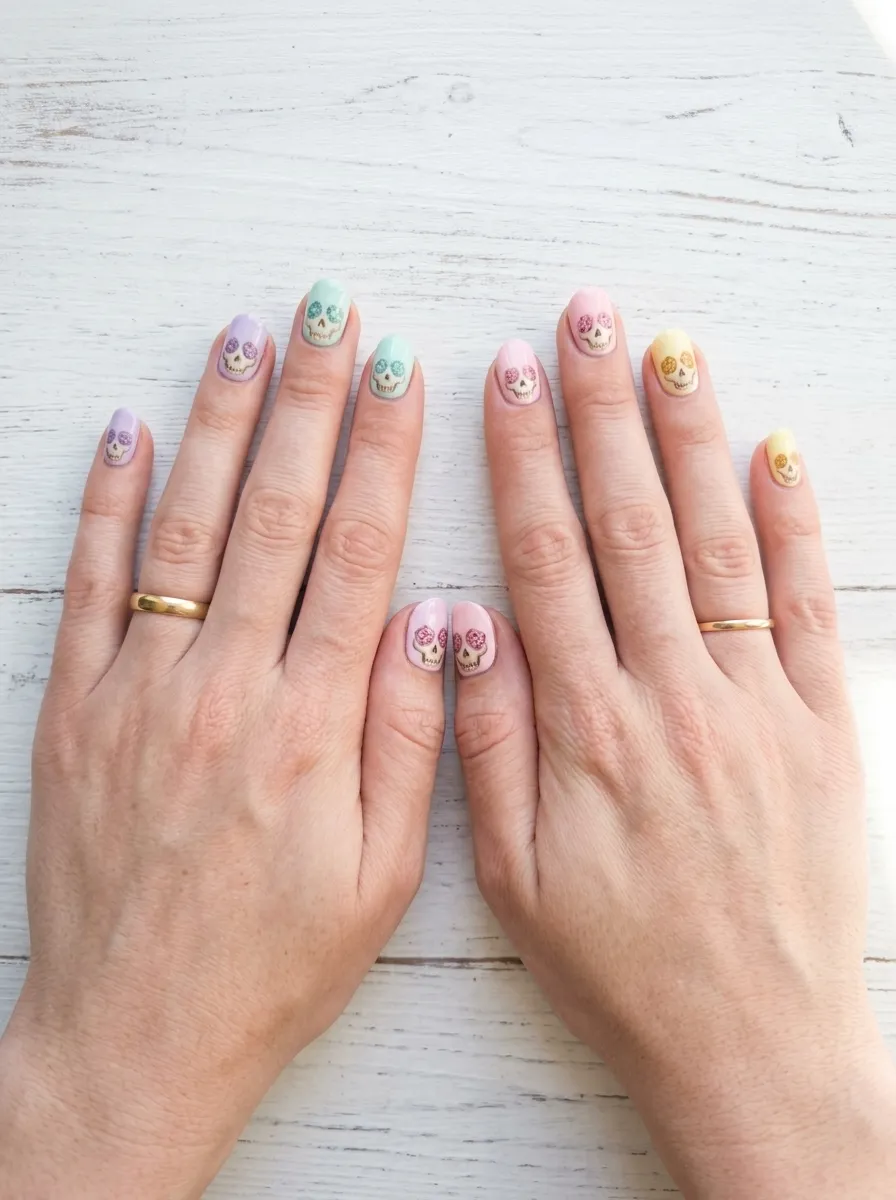 Pastel Day of the Dead Nails