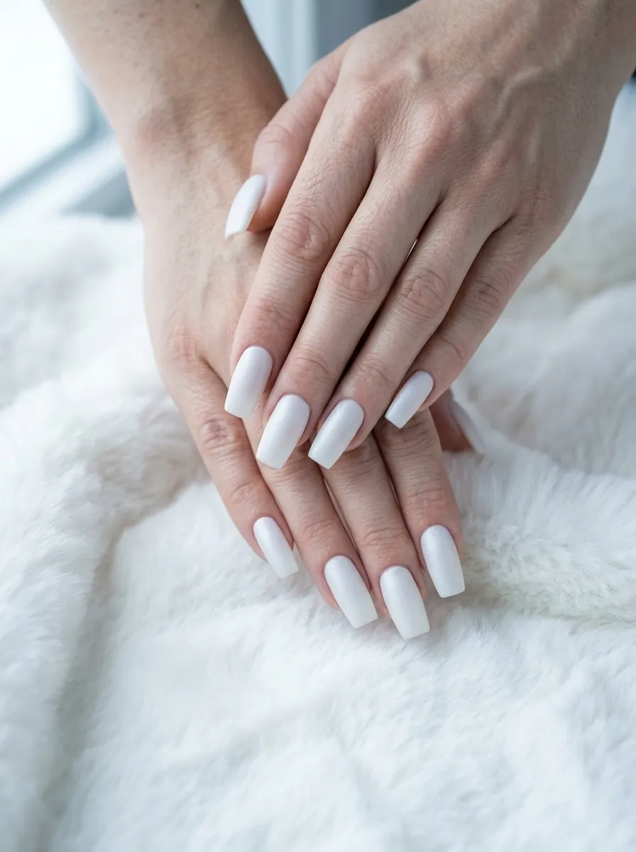 Frosted White Winter Nails