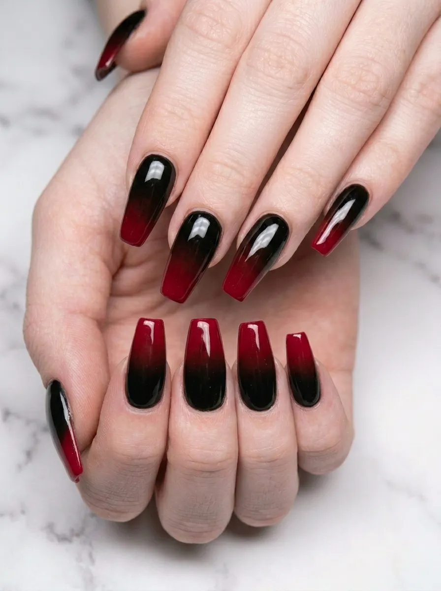 Smoky Ombre from Black to Deep Red