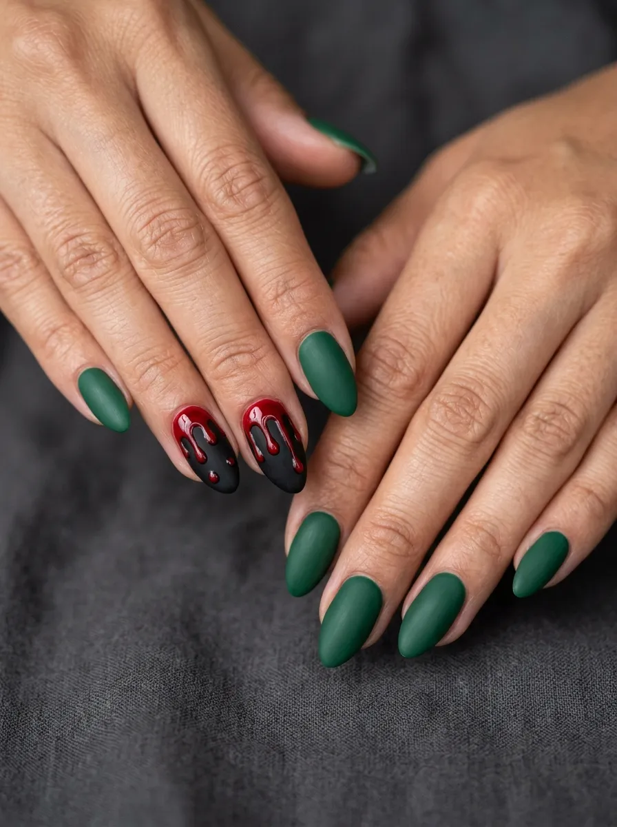 Accent Nail Blood Drip Design