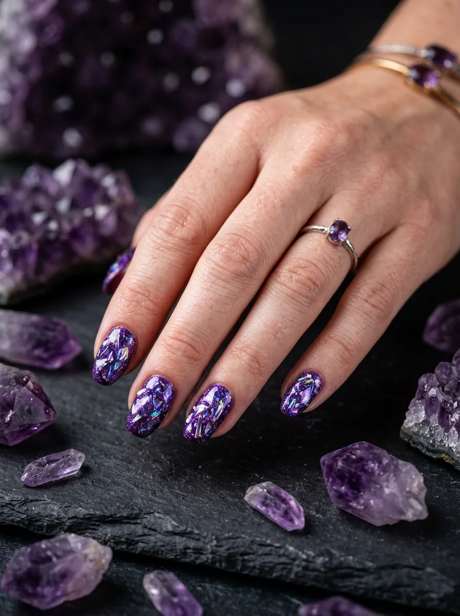 Amethyst Crystal Nails