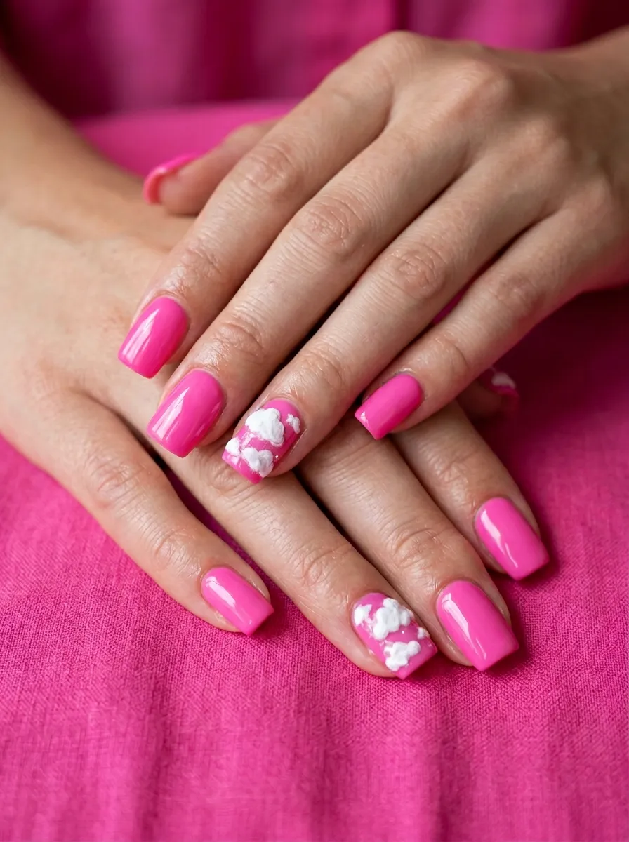 Barbie Pink with White Cloud Accents