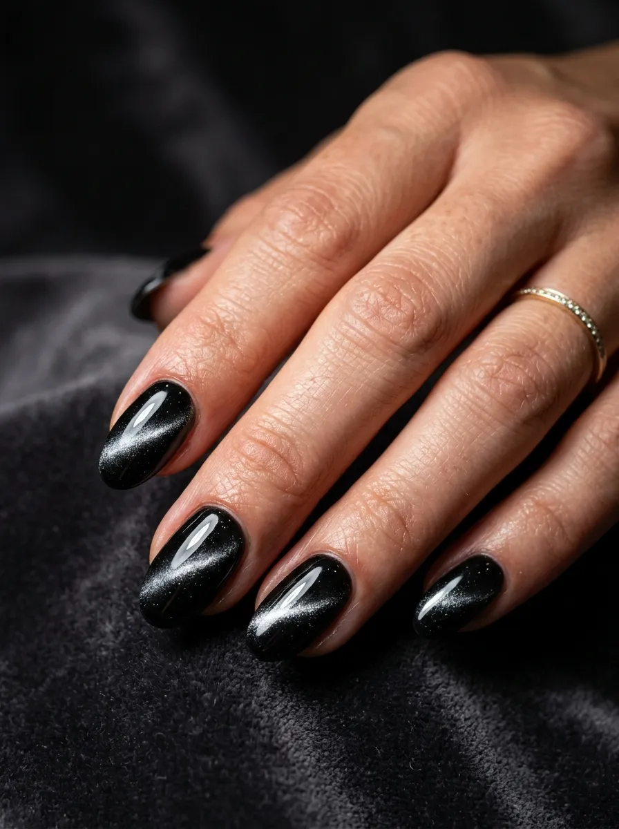 Black Cat Eyes Using Cat-Eye Gel Polish
