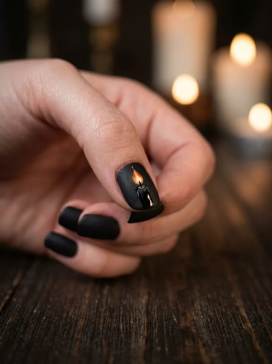Black Flame Candle Nails