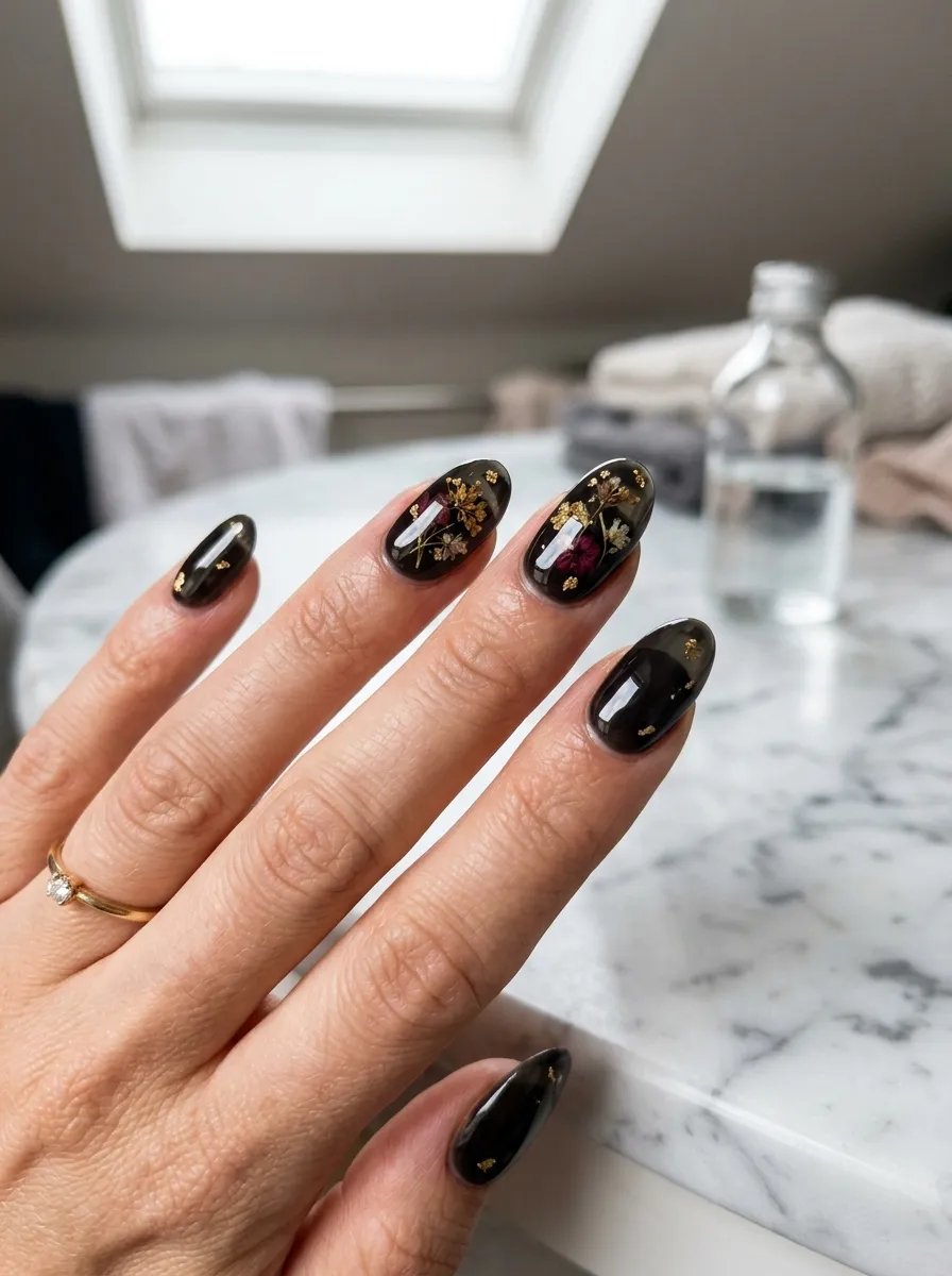Black Jelly Cat Nails with Depth Effect