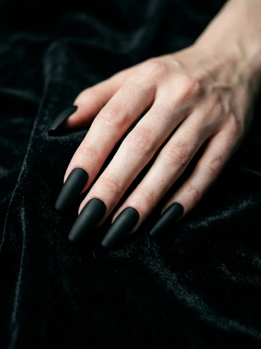 Midnight Black Coffin Nails
