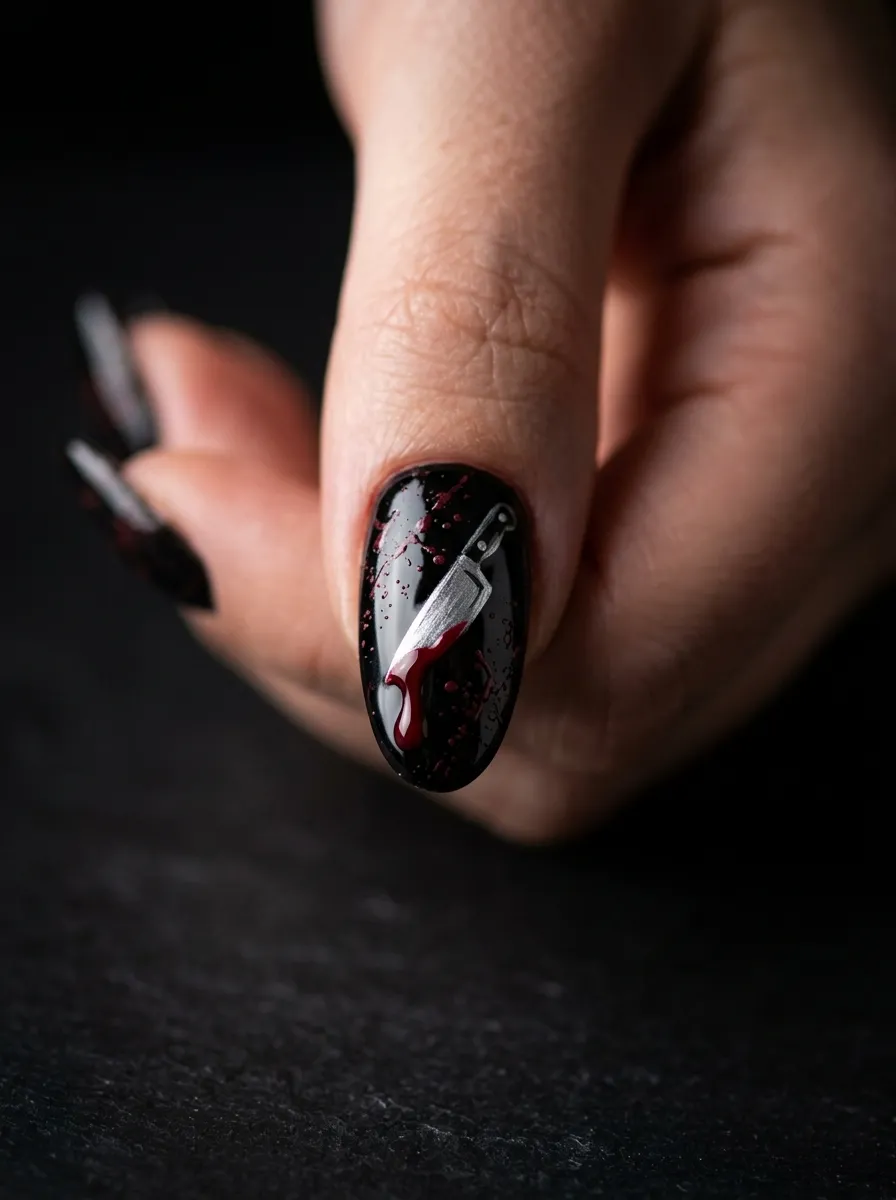 Bloody Knife Accent Nail