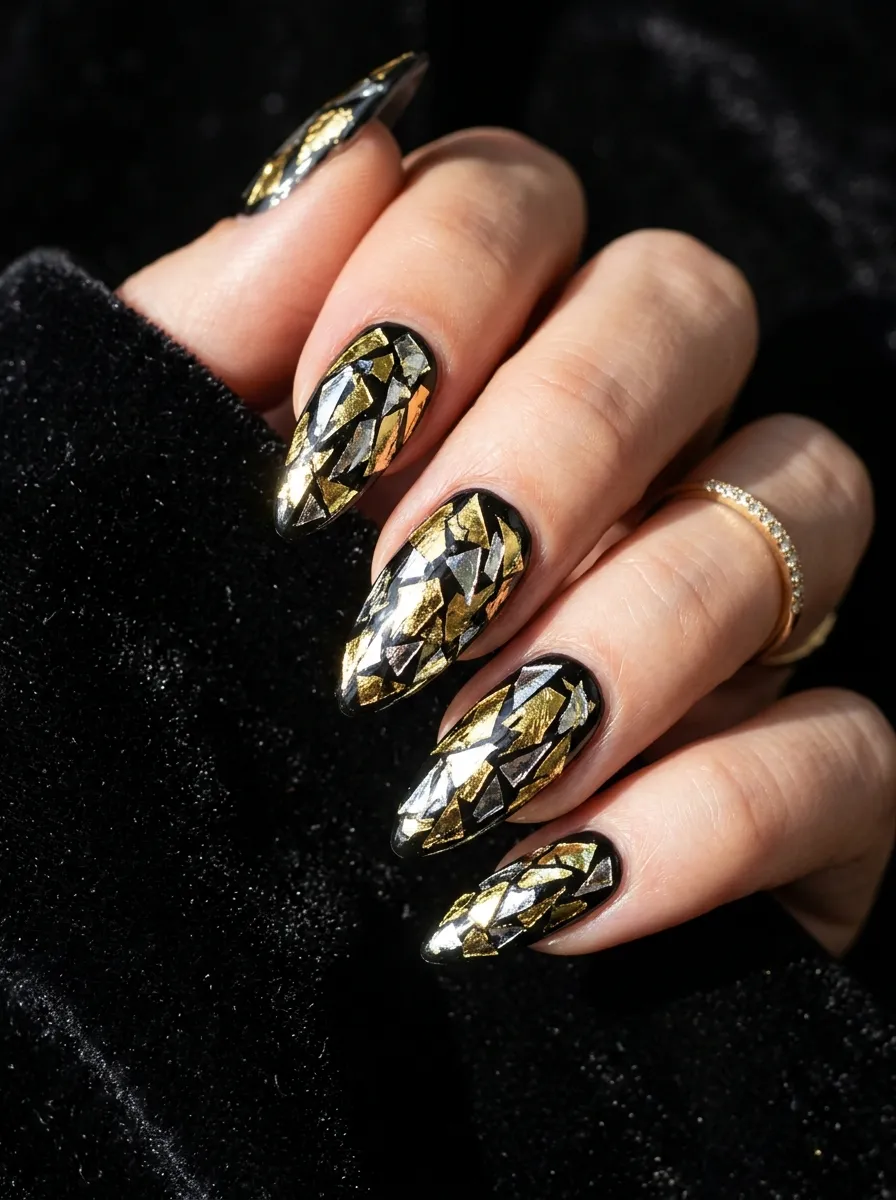 Broken Glass Foil Nails