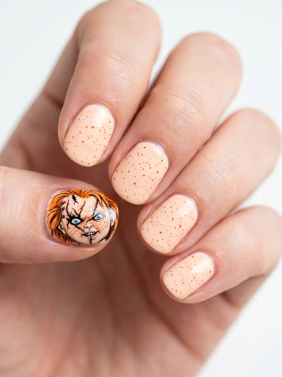 Chucky Doll Freckle Nails