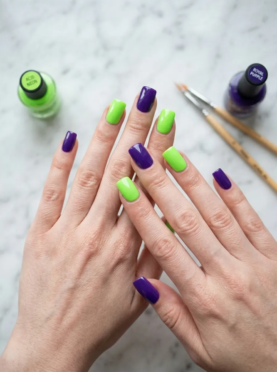 Classic Purple and Green Color Block