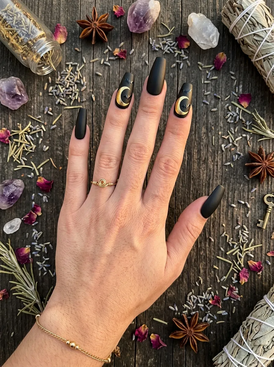 Coffin Bat Nails With Moon Details