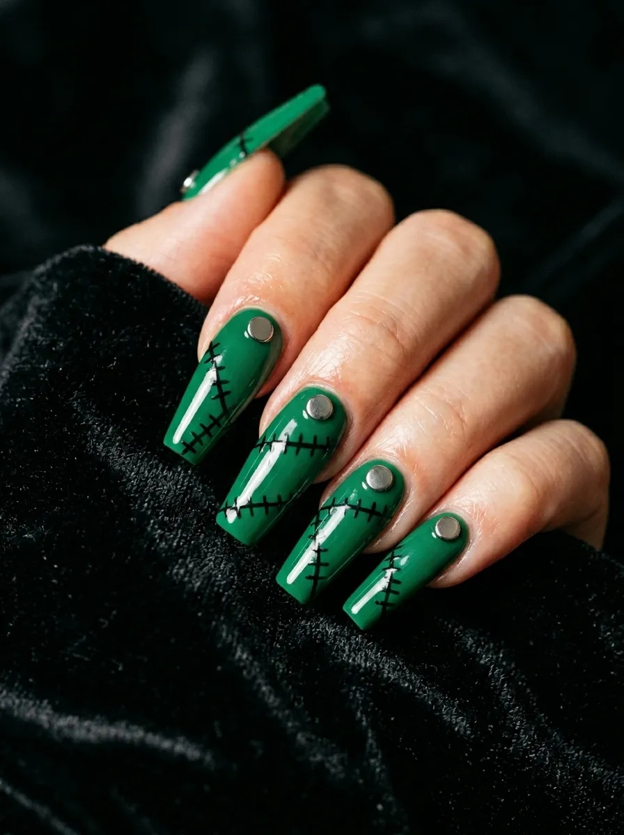 Coffin Shape Frankenstein Nails