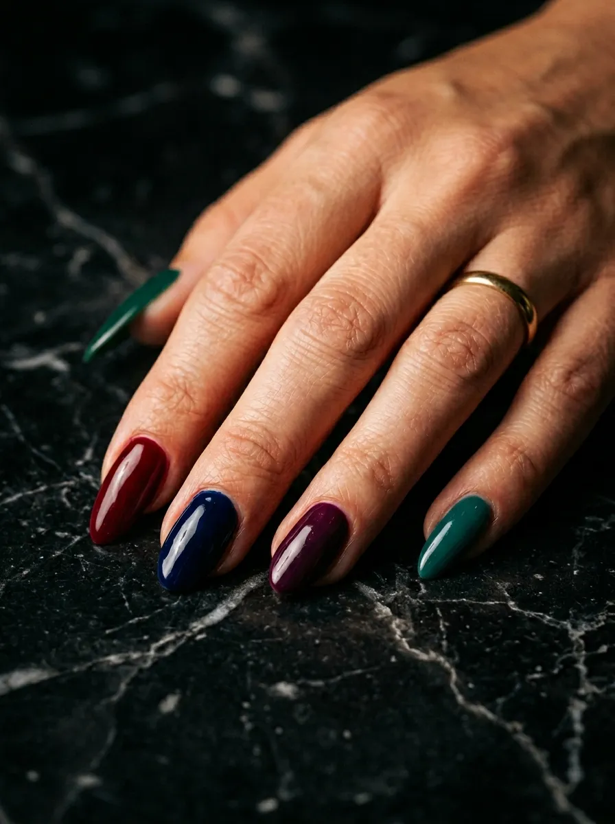 Dark Rainbow Nails