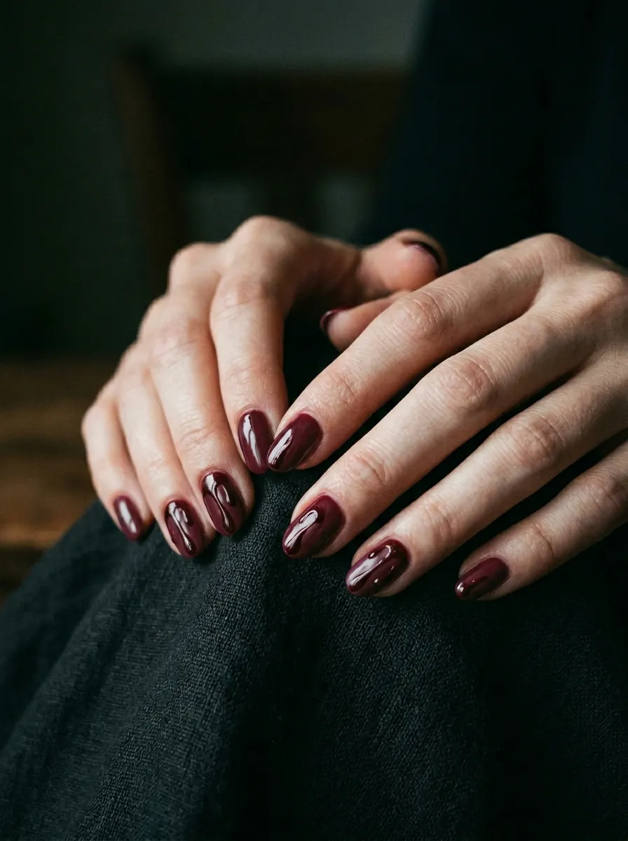 Deep Burgundy Blood Drip Nails