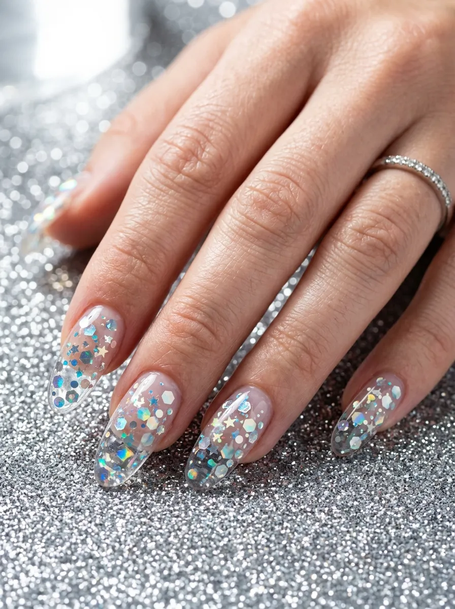Floating Sequin Glitter Nails