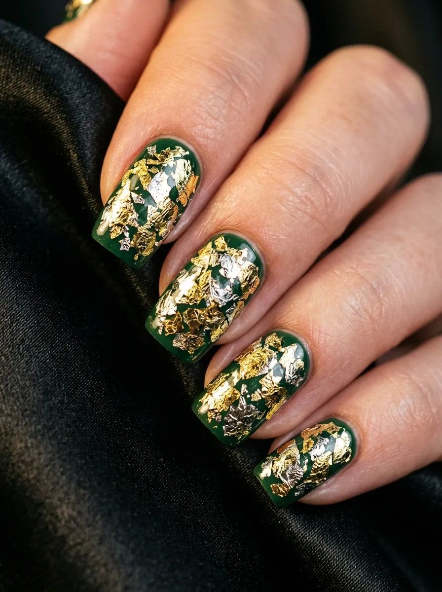 Foil Green Monster Nails