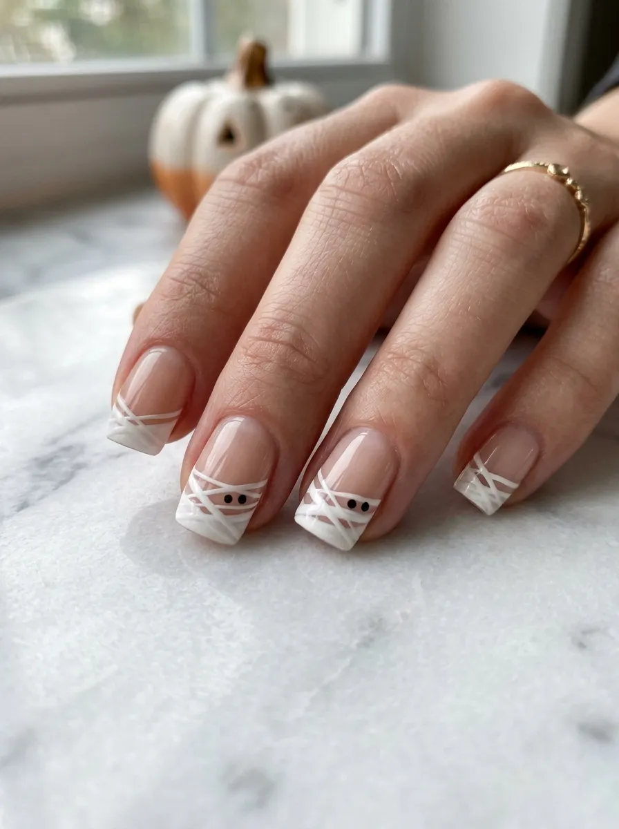 French Tip Mummy Nails