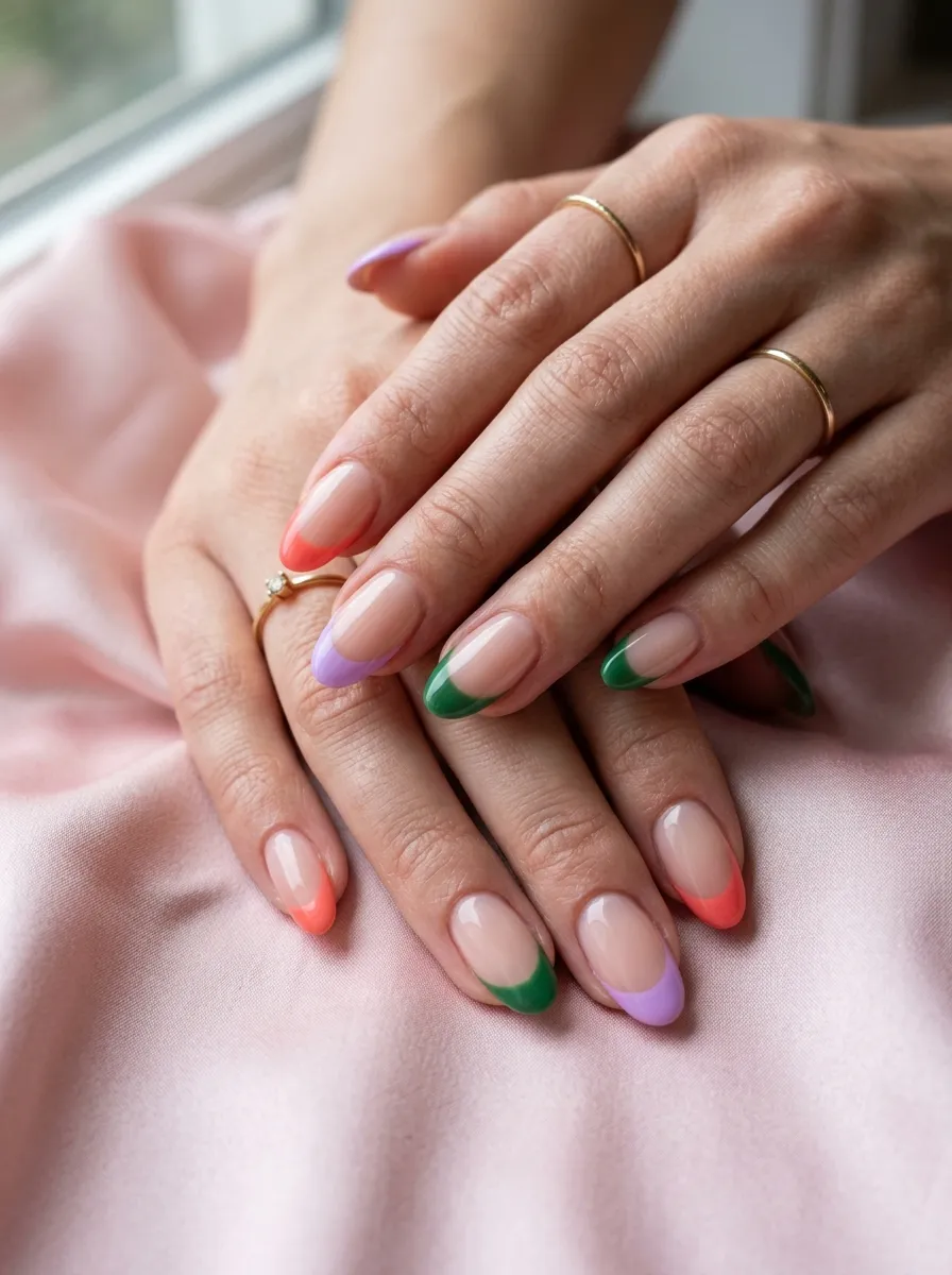 French Tips with a Twist Colored and Thick