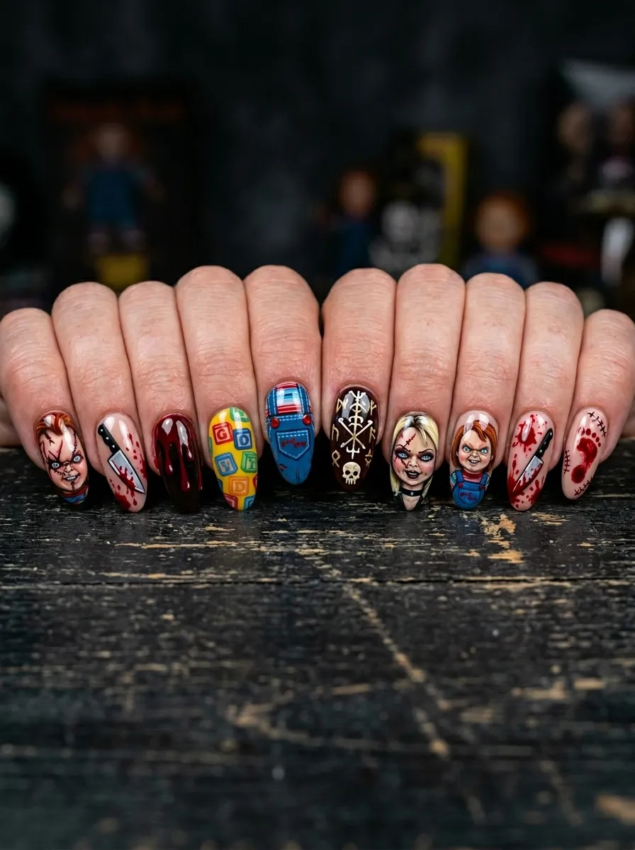 Full Chucky Scene Nails (Each Nail Tells Part of the Story)