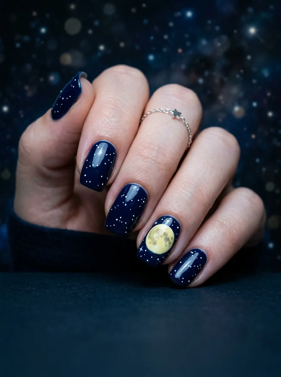 Full Moon Night Sky Nails