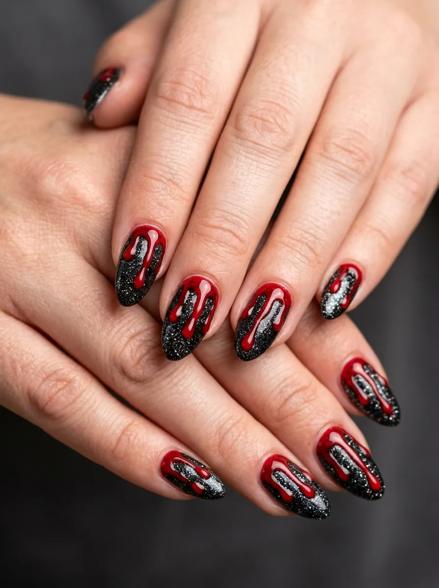 Glitter Base With Blood Drip Overlay