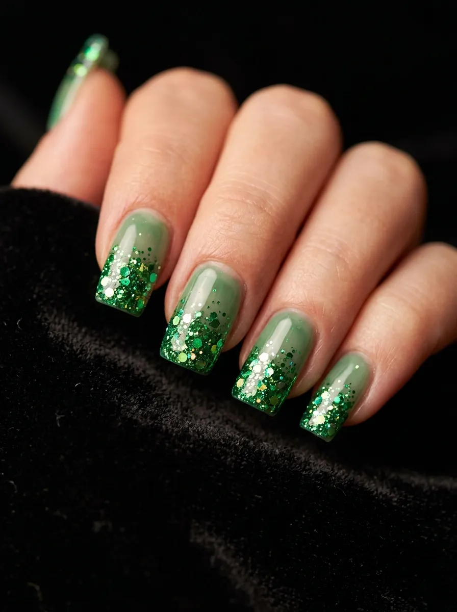 Glitter Green Tips