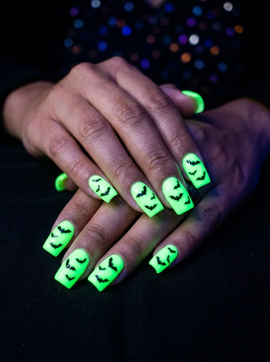 Glow-in-the-Dark Bat Nails