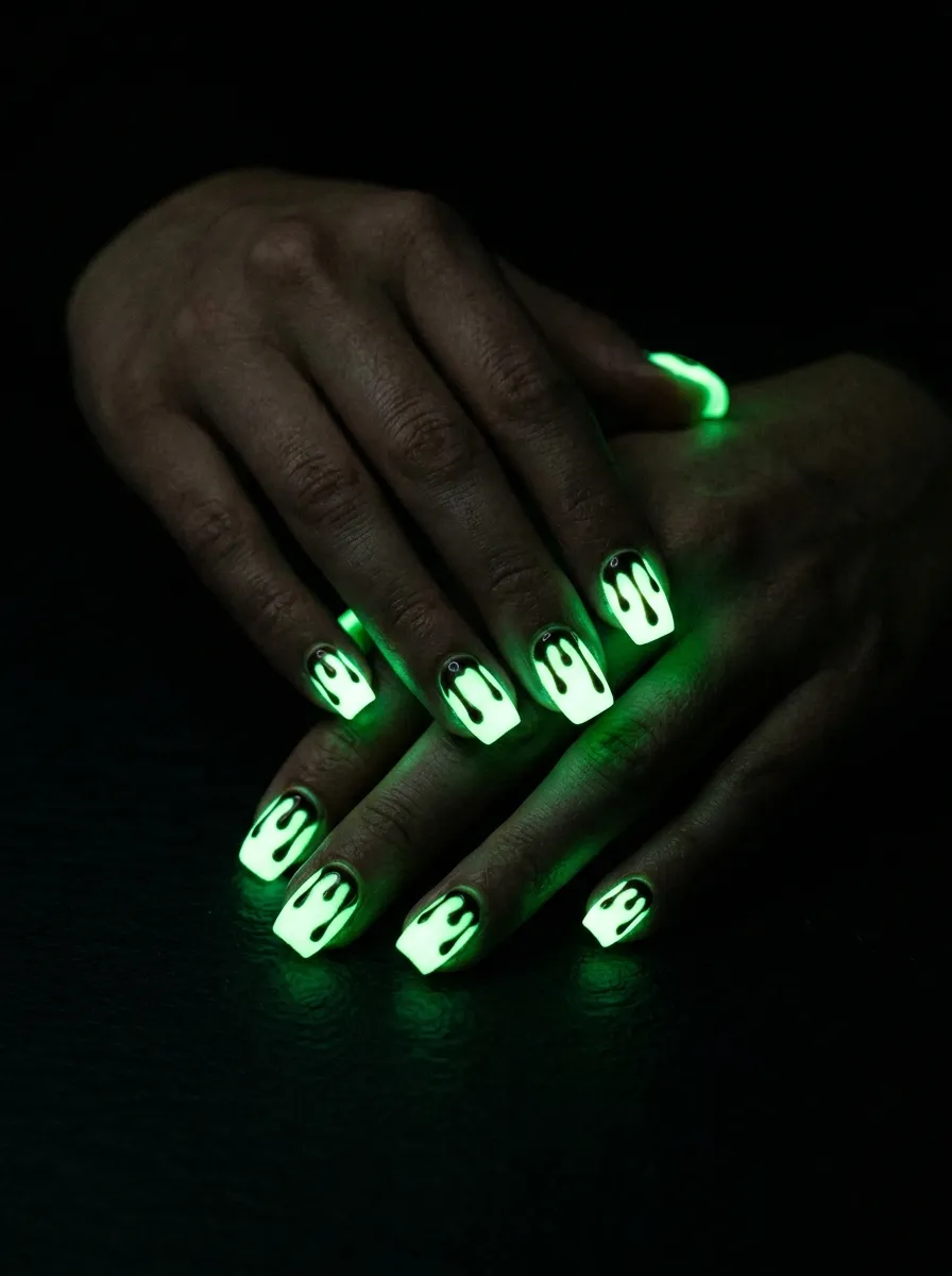 Glow in the Dark Blood Drip Nails