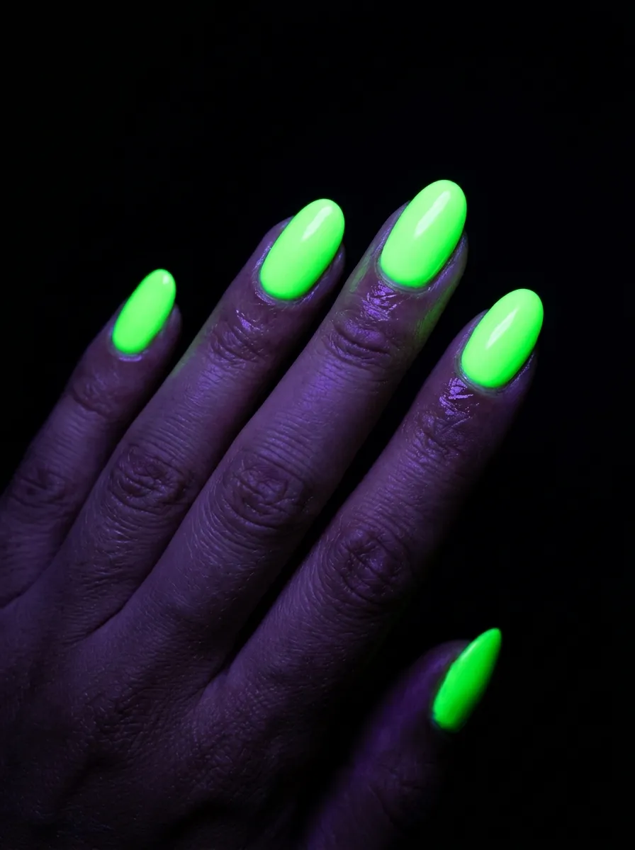 Glow in the Dark Green Nails